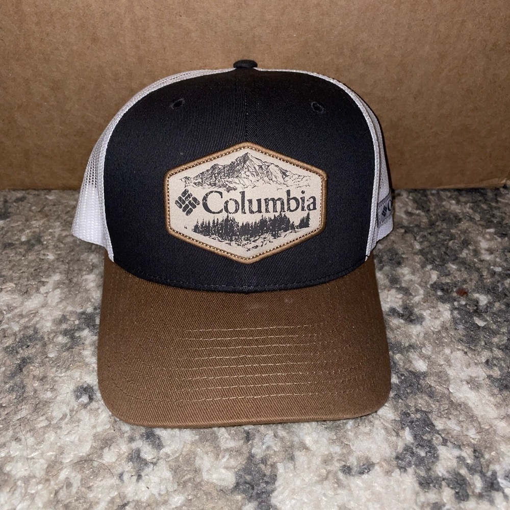 Columbia Black and Tan Cap with Mountain Patch